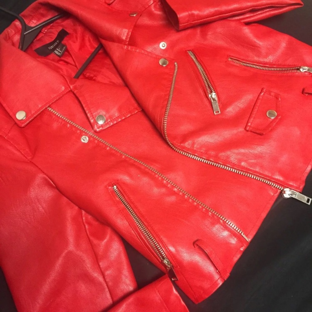 Red leather jacket